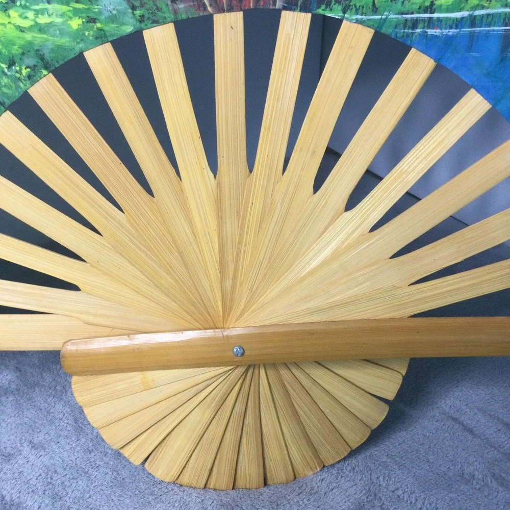 Vintage Oriental Hand‎ Painted Fan Decorative Wall Hanging Art